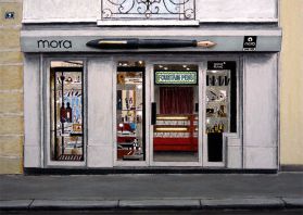 boutique Mora Stylos, rue de Tournon, Paris - carte de visite et carte de correspondance